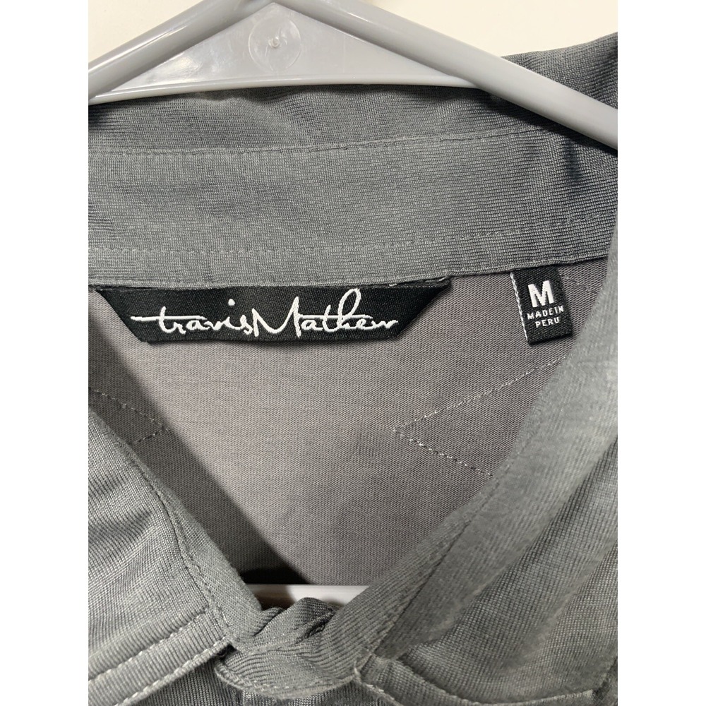 Travis Mathew Golf Polo Shirt M Men Gray Poly Cotton Embroidered Diamond - Picture 4 of 8